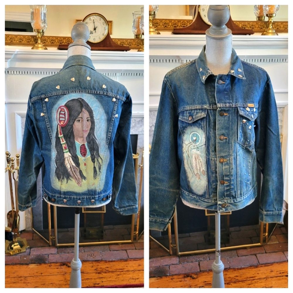 Vtg Rustler Handpainted Jean Jacket